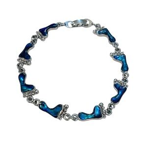 Paua Abalone Shell Footprint Charm Bracelet